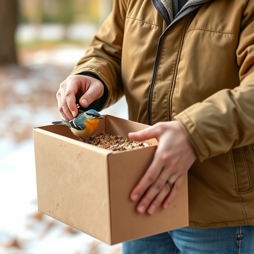Person unpacking bird seed delivery box