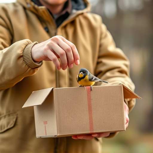Person unpacking bird seed delivery box