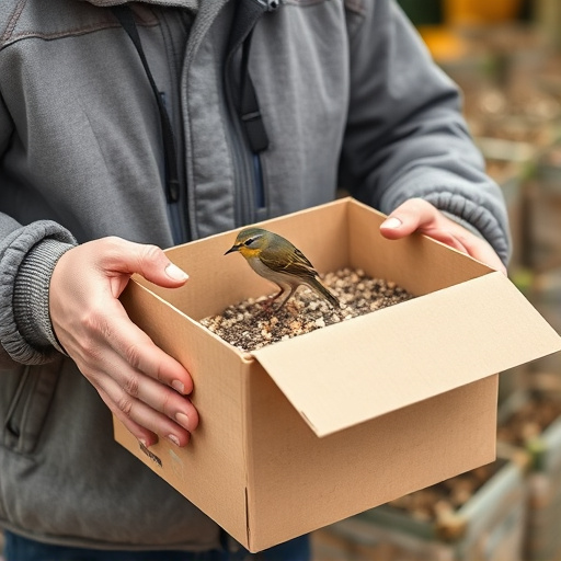 Person unpacking bird seed delivery box