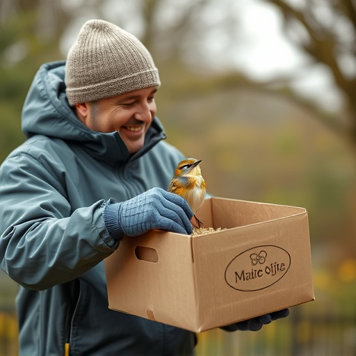 Person unpacking bird seed delivery box