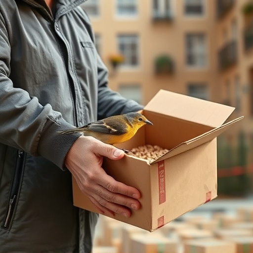 Person unpacking bird seed delivery box