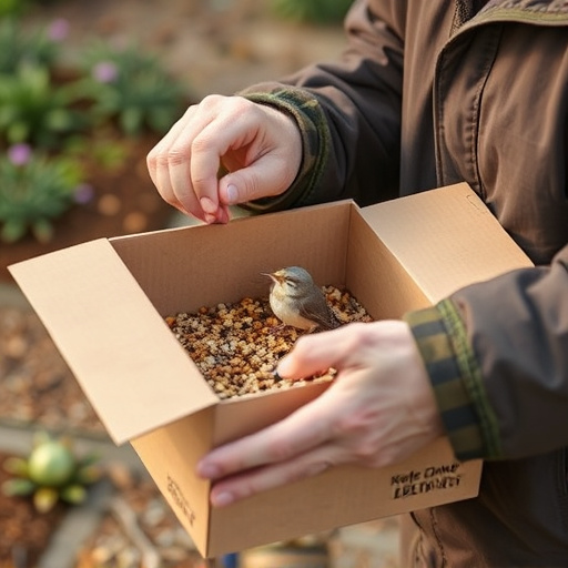 Person unpacking bird seed delivery box