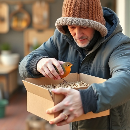 Person unpacking bird seed delivery box