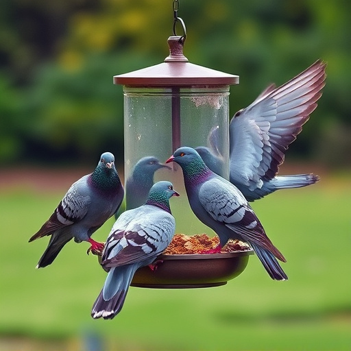Pigeons excluded by clever feeder design