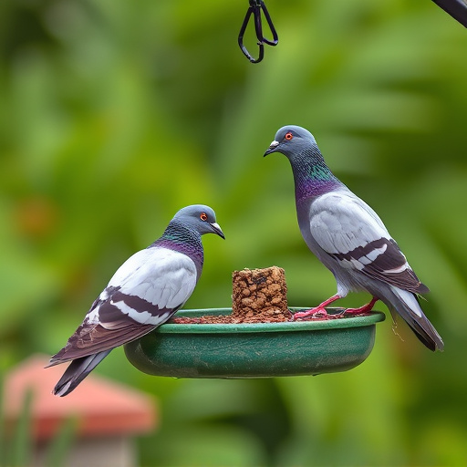 Pigeons excluded by clever feeder design