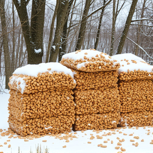 Piles of suet pellets for winter