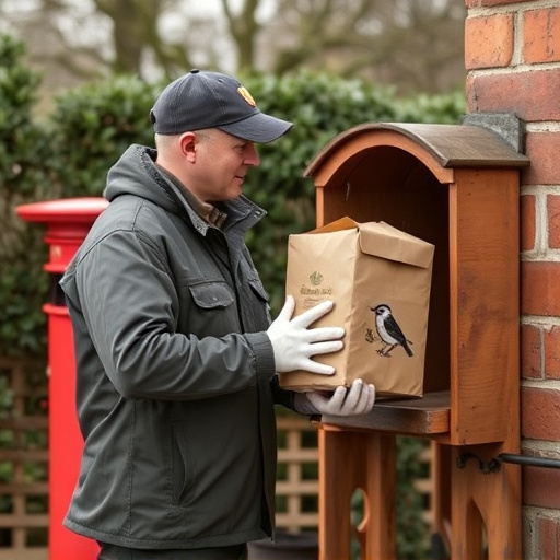 Postman delivering wild bird food parcel