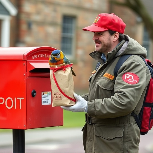 Postman delivering wild bird food parcel