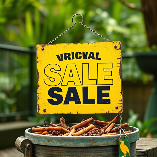 Promotional sale sign on bird food