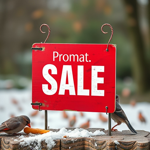 Promotional sale sign on bird food