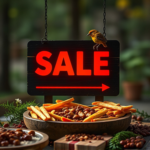 Promotional sale sign on bird food