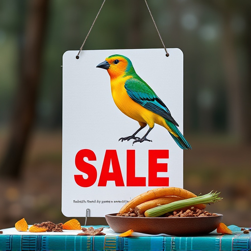 Promotional sale sign on bird food