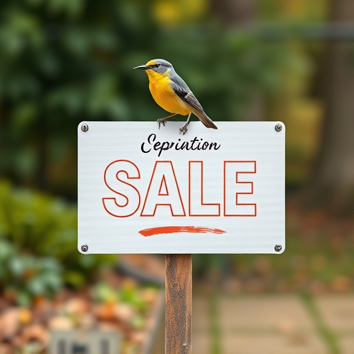 Promotional sale sign on bird food