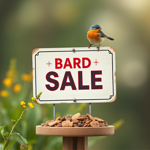 Promotional sale sign on bird food