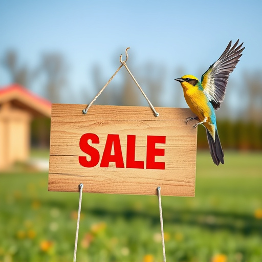 Promotional sale sign on bird food