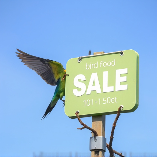 Promotional sale sign on bird food