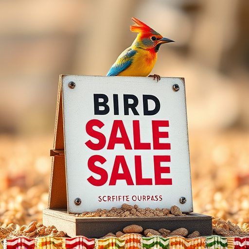 Promotional sale sign on bird food