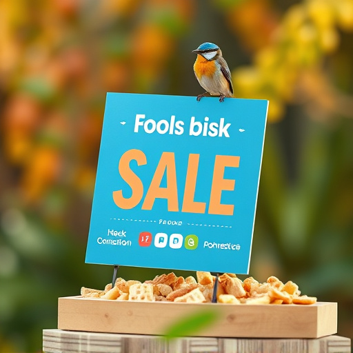 Promotional sale sign on bird food