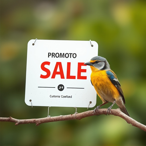 Promotional sale sign on bird food