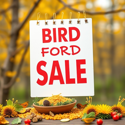 Promotional sale sign on bird food