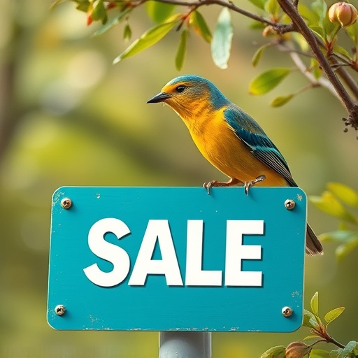 Promotional sale sign on bird food