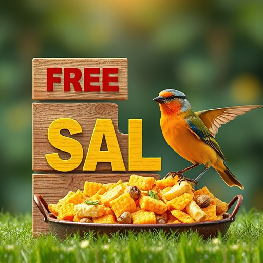 Promotional sale sign on bird food