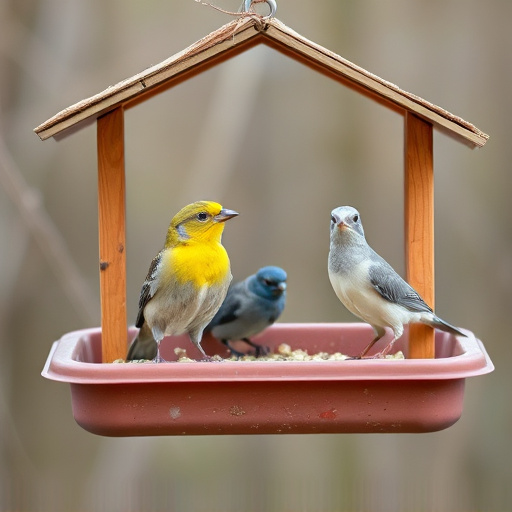 Raised bird tray with protective roof
