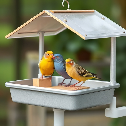 Raised bird tray with protective roof