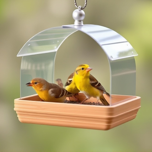 Raised bird tray with protective roof