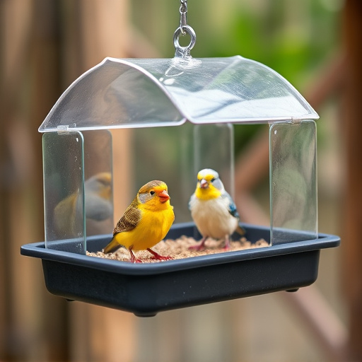 Raised bird tray with protective roof