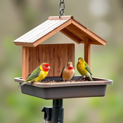 Raised bird tray with protective roof