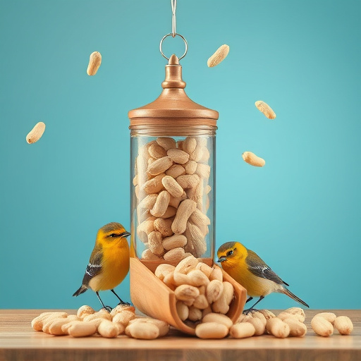 Refill scoop of peanuts for birds