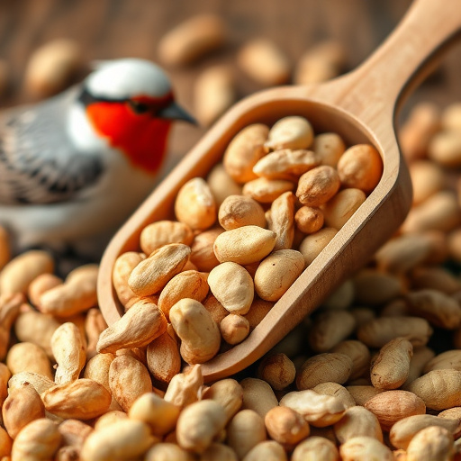 Refill scoop of peanuts for birds