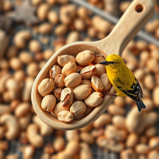 Refill scoop of peanuts for birds