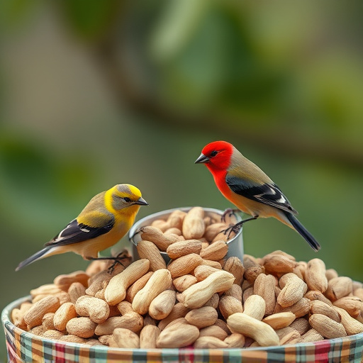 Refill scoop of peanuts for birds