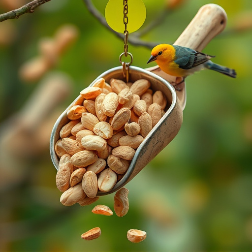 Refill scoop of peanuts for birds