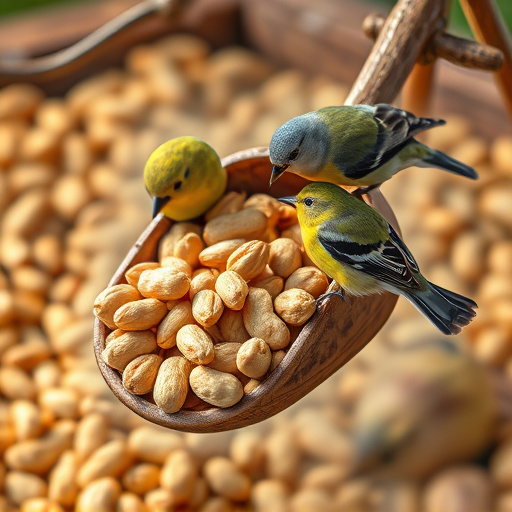 Refill scoop of peanuts for birds