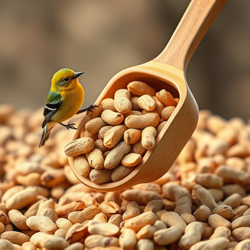Refill scoop of peanuts for birds