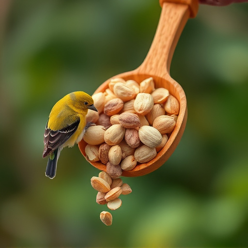 Refill scoop of peanuts for birds