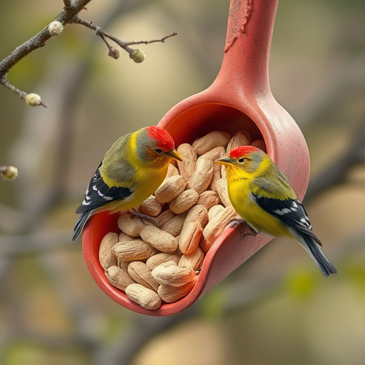 Refill scoop of peanuts for birds