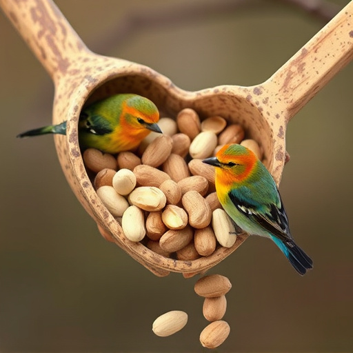 Refill scoop of peanuts for birds