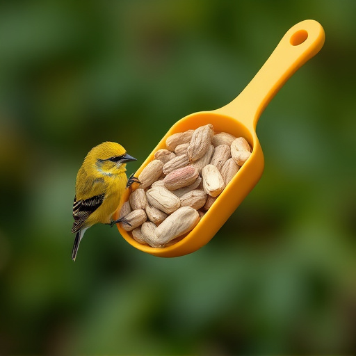 Refill scoop of peanuts for birds