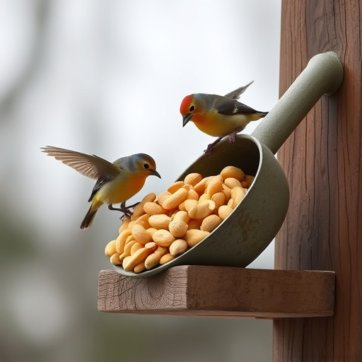 Refill scoop of peanuts for birds