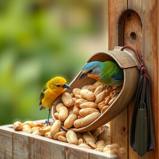 Refill scoop of peanuts for birds