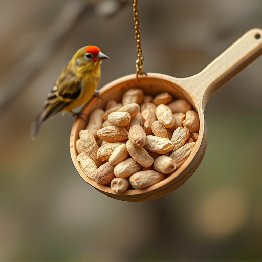 Refill scoop of peanuts for birds
