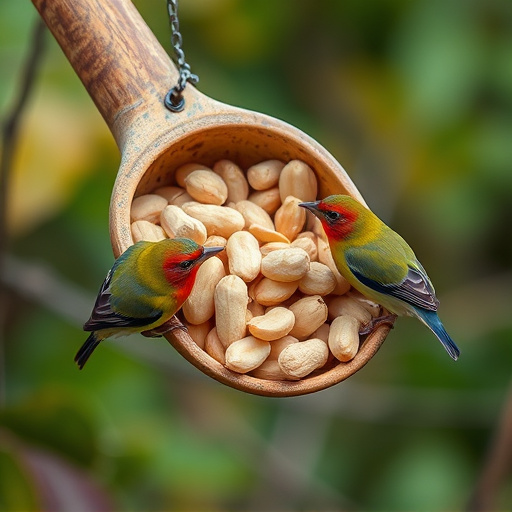 Refill scoop of peanuts for birds