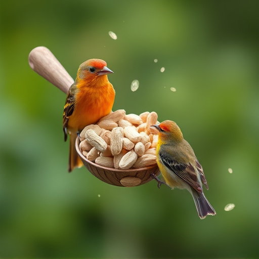 Refill scoop of peanuts for birds
