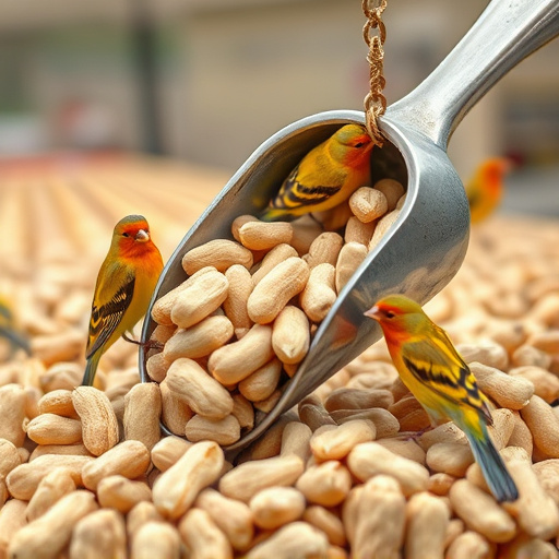 Refill scoop of peanuts for birds