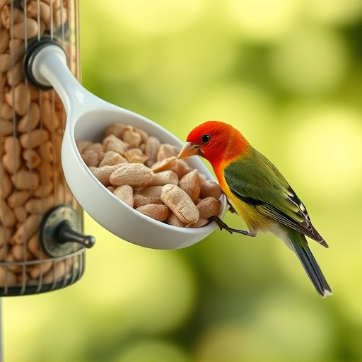 Refill scoop of peanuts for birds