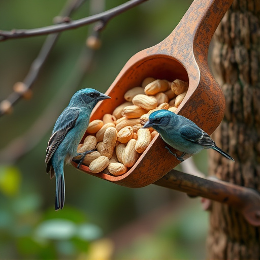 Refill scoop of peanuts for birds